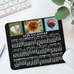 2025 Year Monthly Calendar Black Custom 3 Photos Mouse Mat<br><div class="desc">This 2025 year 3-photo personalized monthly calendar mousepad / mousemat shows the days of the week for each month in classic, professional-looking white on a black background. This is a simple, minimalist, bold yearly calendar mousepad to help you conquer the new year. Always know what date it is and check...</div>