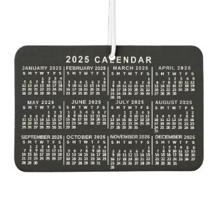 2025 Year Monthly Calendar Classic Black and White Car Air Freshener
