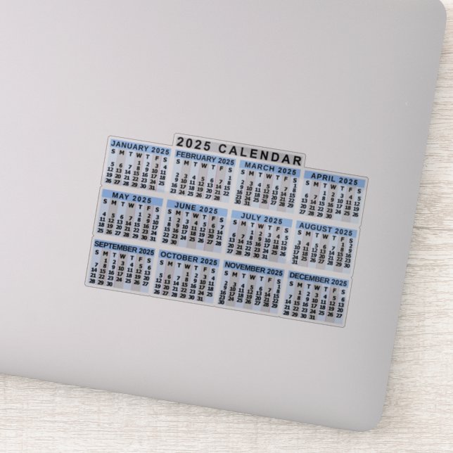 2025 Year Monthly Calendar Classic Blue Striped (Detail)