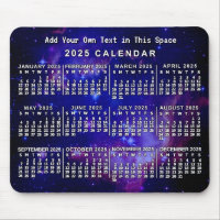 2025 Year Monthly Calendar Custom Space Nebula