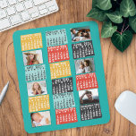 2025 Year Monthly Calendar Modern Photo Collage Mouse Mat<br><div class="desc">This personalised 2025 year monthly calendar mousepad has a mid-century modern geometric look with asymmetrical colour blocks and cut-out paper style typography. Use the easy templates to add six of your favourite photos (horizontal work best, but all shapes will automatically adjust to fit the frames). This vibrant, ultra-mod calendar will...</div>