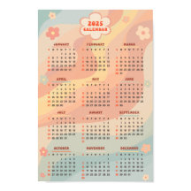 2025 Yearly Calendar Groovy Vintage Pastel Swirl