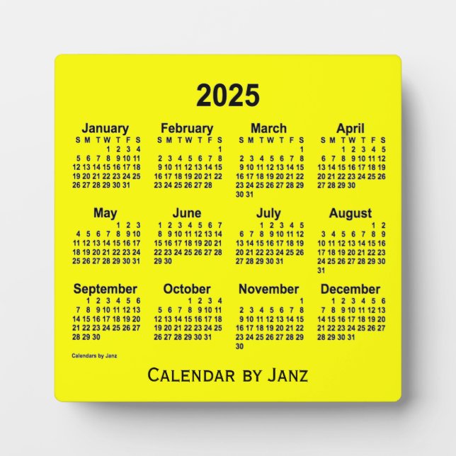 2025 Yellow Desk Calendar by Janz Plaque (Front)