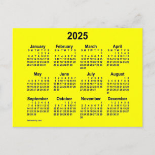 2025 Yellow Mini Calendar by Janz Postcard