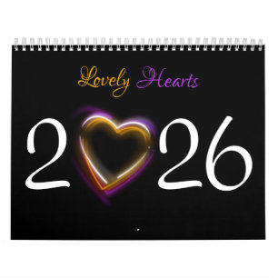 2026 12 Lovely Beautiful Romantic Hearts Calendar