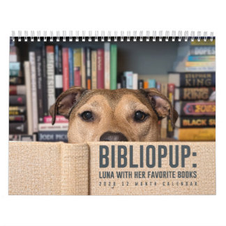 2026 12 month Calendar BiblioPup: Luna & Books