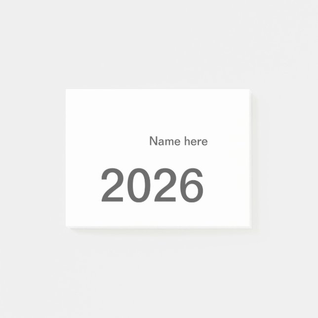 2026 2027 2028 name title here year bold letter  post-it notes (Front)