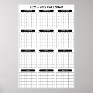 2026 - 2027 Academic Year Wall Planner Calendar Poster
