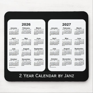 2026-2027 Black and White 2 Year Calendar by Janz Mouse Mat