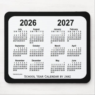 2026-2027 Black and White  School Calendar by Janz Mouse Mat