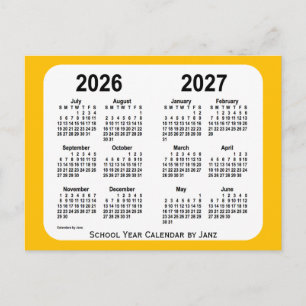 2026-2027 Gold Mini School Year Calendar by Janz Postcard