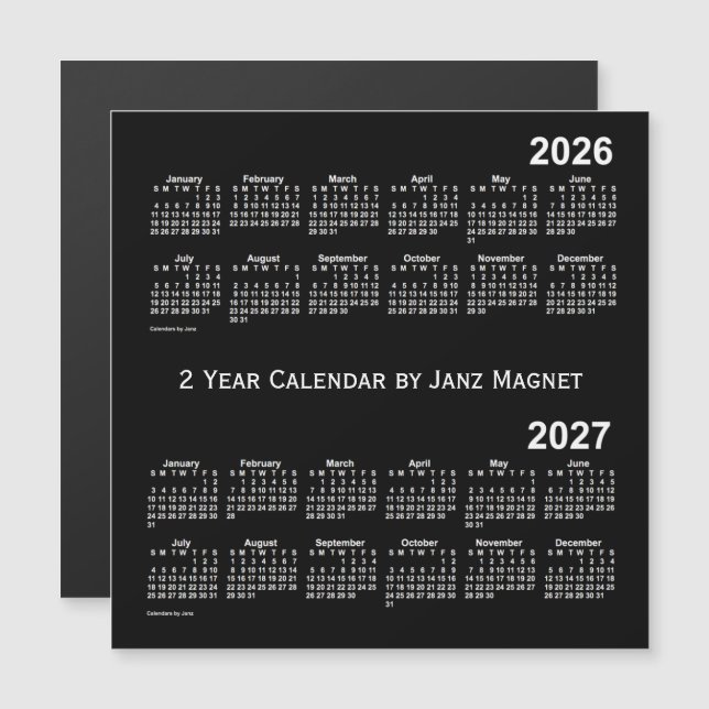 2026-2027 Neon White 2 Year Calendar by Janz (Front/Back)
