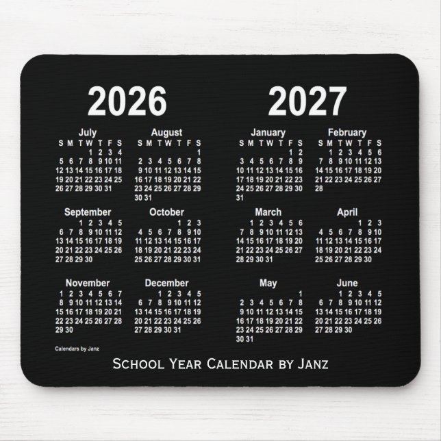 2026-2027 Neon White School Calendar by Janz Mouse Mat (Front)