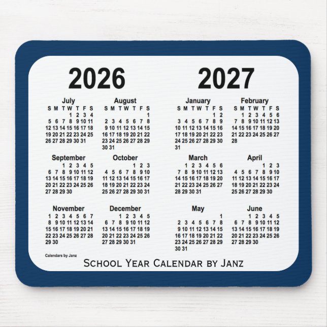2026-2027 Police Box Blue School Calendar by Janz Mouse Mat (Front)