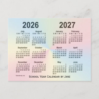 2026-2027 Rainbow Cloud School Calendar by Janz Postcard