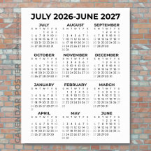 2026-2027 School Year Calendar Minimalist Wall
