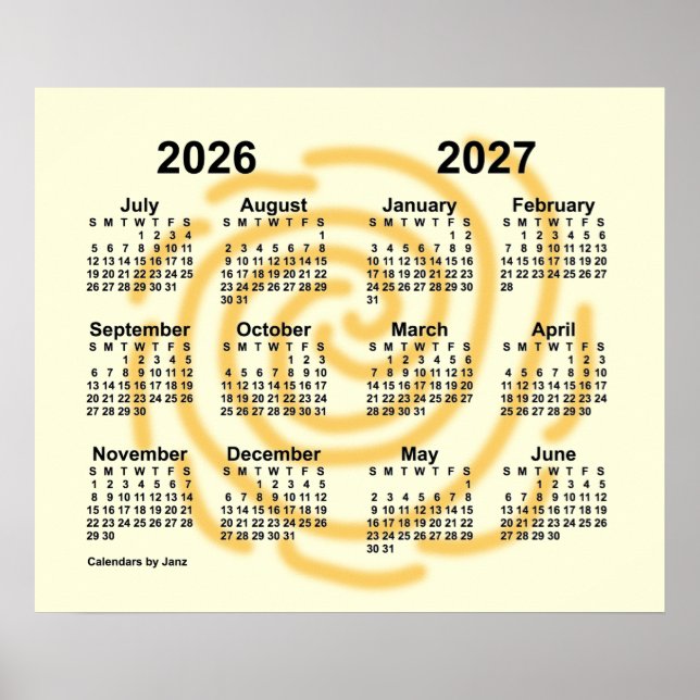 2026-2027 Sunny Days School Year Calendar by Janz Poster (Front)