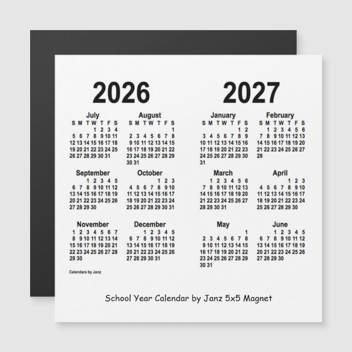 20262027 White School Year Calendar by Janz Zazzle.co.uk