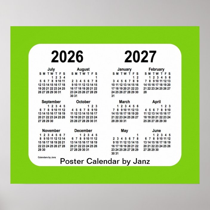 20262027 Yellow Green School Calendar by Janz Poster Zazzle.co.uk