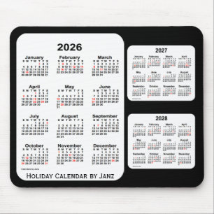 2026-2028 Black 3 Year Holiday Calendar by Janz Mouse Mat