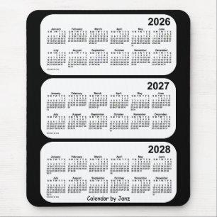 2026-2028 Black and White 3 Year Calendar by Janz Mouse Mat