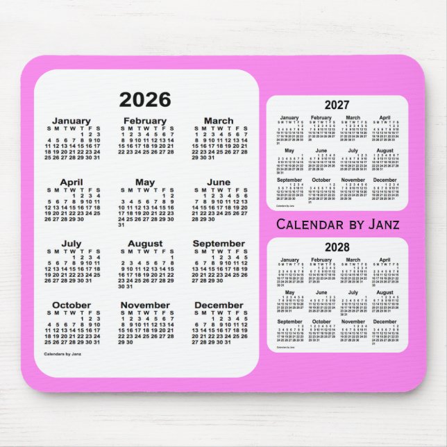 2026-2028 Violet 3 Year Calendar by Janz Mouse Mat (Front)