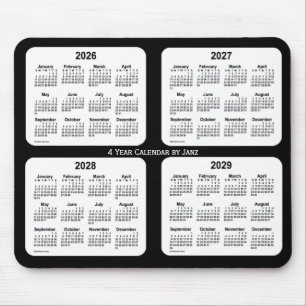 2026-2029 Black and White 4 Year Calendar by Janz Mouse Mat