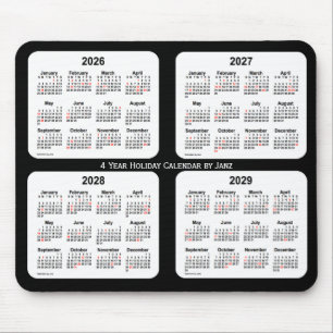 2026-2029 Black and White Holiday Calendar by Janz Mouse Mat