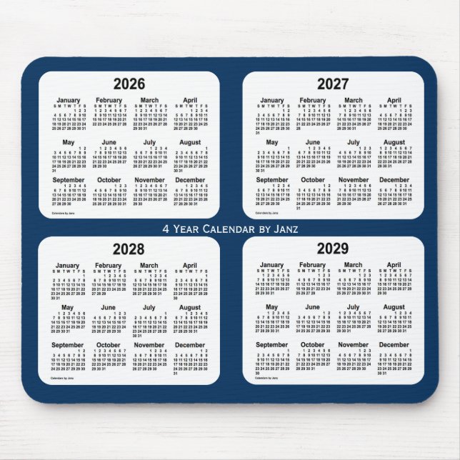 2026-2029 Police Box Blue 4 Year Calendar by Janz Mouse Mat (Front)