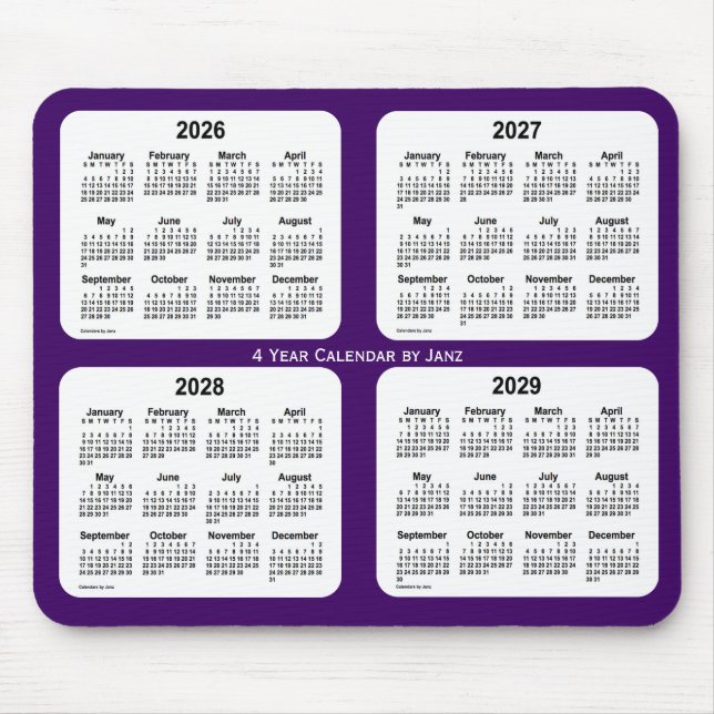 2026-2029 Purple 4 Year Calendar by Janz Mouse Mat (Front)