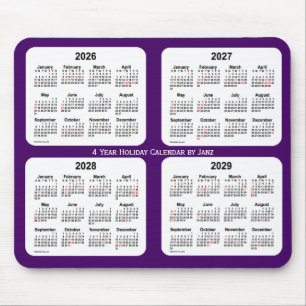 2026-2029 Purple Holiday Calendar by Janz Mouse Mat