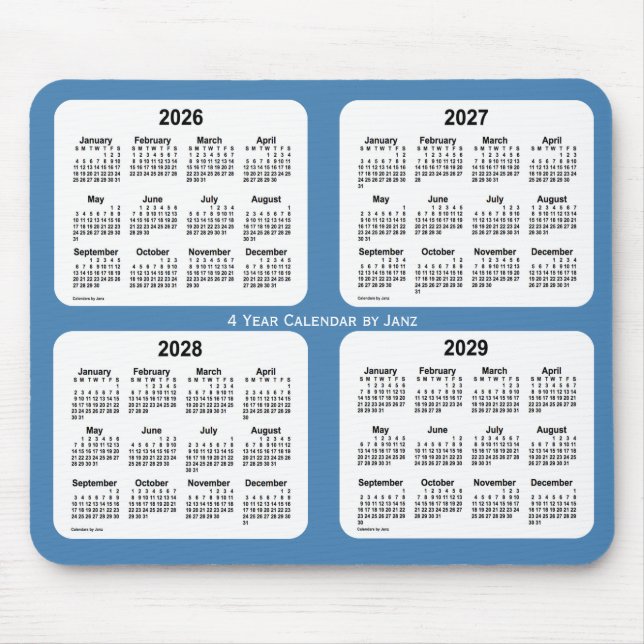 2026-2029 Steel Blue 4 Year Calendar by Janz Mouse Mat (Front)