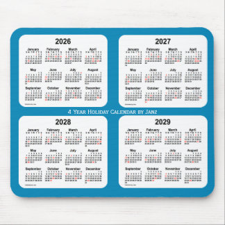 2026-2029 Steel Blue Holiday Calendar by Janz Mouse Mat