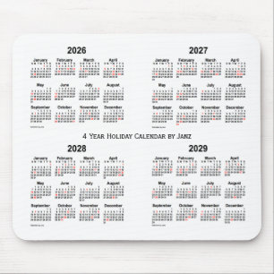 2026-2029 White Holiday Calendar by Janz Mouse Mat
