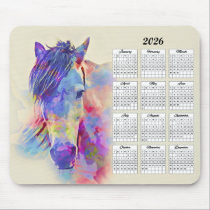 2026 Abstract Horse Calendar Mouse Mat