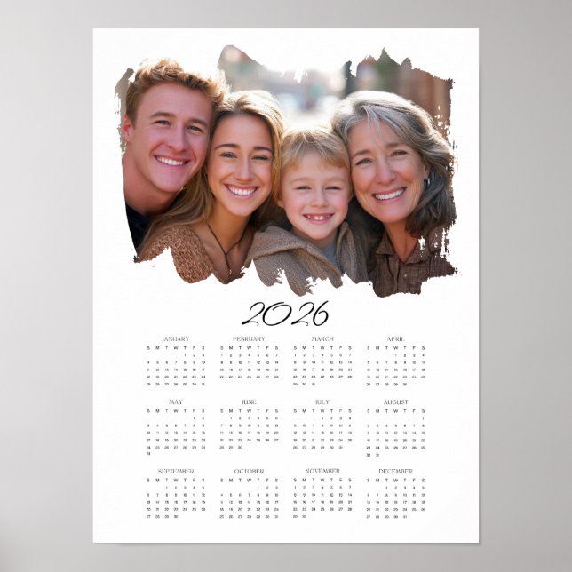 2026 Add Your Photo Full Year Yearly Wall Calendar Poster (Front)
