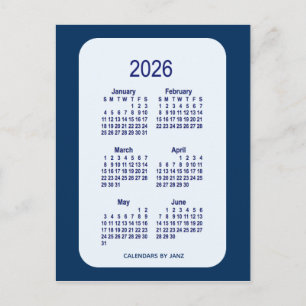 2026 Alice Blue 6 Month Mini Calendar by Janz Postcard