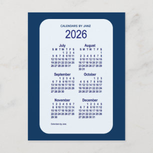 2026 Alice Blue 6 Month Mini Calendar by Janz Postcard