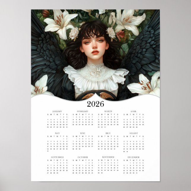 2026 Angel Full Year Yearly Wall Calendar Poster (Front)