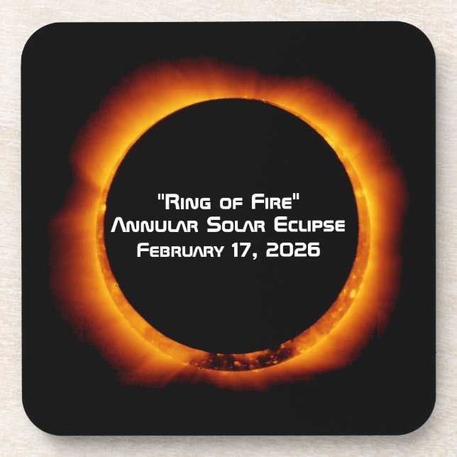 2026 Annular Ring of Fire Solar Eclipse Coaster (Front)
