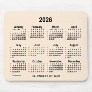 2026 Antique White 52 Weeks Calendar by Janz Mouse Mat
