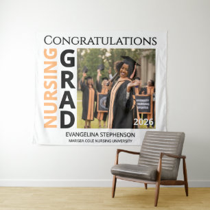 2026 Apricot Nurse Grad Graduation Backdrop Tapestry