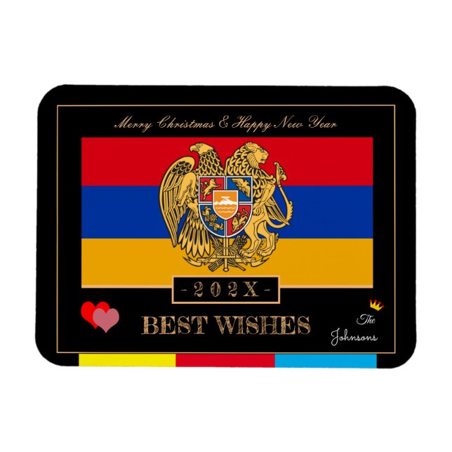 2026 Armenian Flag & Happy New Year, Armenia Magnet (Horizontal)