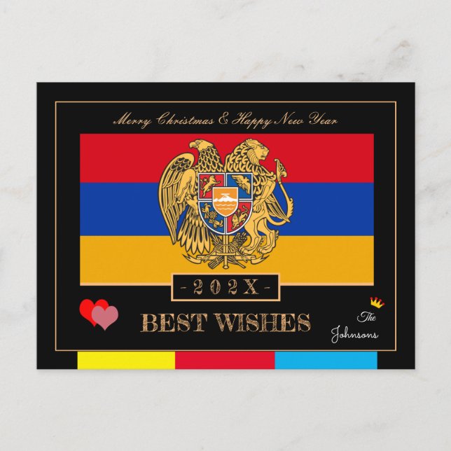 2026 Armenian Flag & Happy New Year Wishes Armenia Postcard (Front)