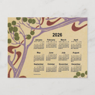 2026 Art Nouveau Mini Calendar by Janz Holiday Postcard