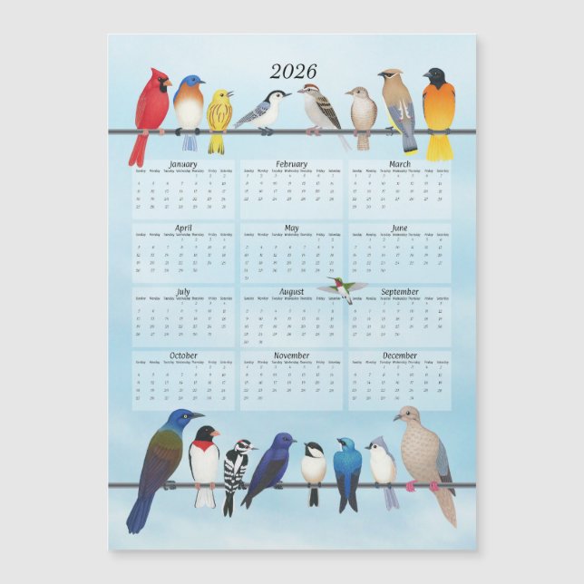 2026 backyard birds calendar (Front)