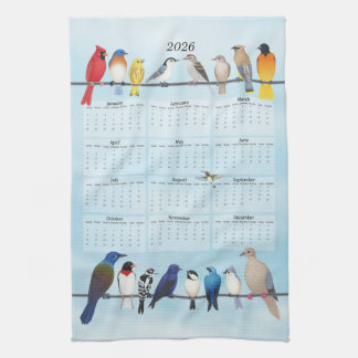 2026 backyard birds calendar tea towel