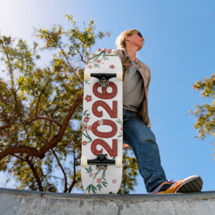 2026 Bamboo Numbers with Cherry Blossoms Skateboard