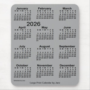 2026 Battleship Gray Large Print Calendar by Janz Mouse Mat
