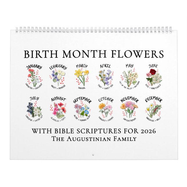 2026 BIRTH MONTH FLOWERS Christian Bible Verse Calendar (Cover)